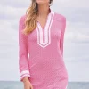 Amelia Island Pique Long Sleeve Tunic Cover Up