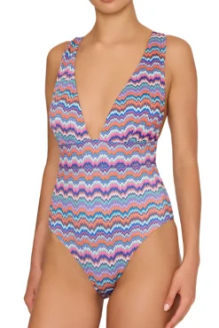 Ana Barcelona Metallic Chevron One Piece