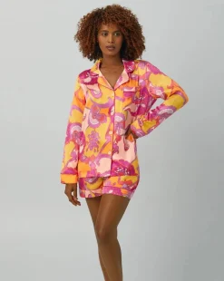 Apache Bloom Washable Silk L/S Boxer PJ Set: BedHead x Trina Turk - Size L