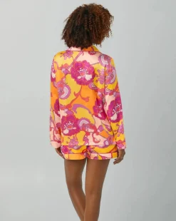 Apache Bloom Washable Silk L/S Boxer PJ Set: BedHead x Trina Turk - Size L