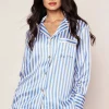 Azure Stripe Silk Pajama Set