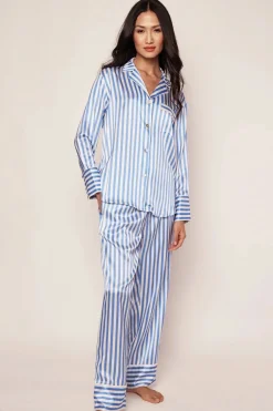 Azure Stripe Silk Pajama Set