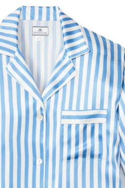 Azure Stripe Silk Pajama Set