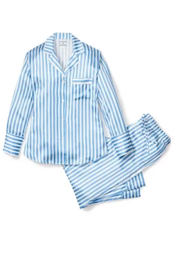 Azure Stripe Silk Pajama Set