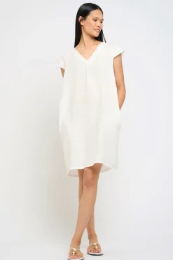 Cap Sleeve Linen Dress