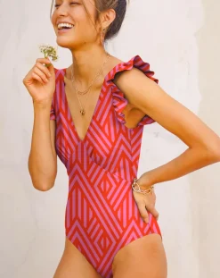 Cerise Plunge Swimsuit: Size XS