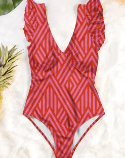 Cerise Plunge Swimsuit: Size XS