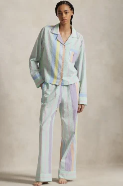 Coastal Stripe Seersucker Long Pajama Set