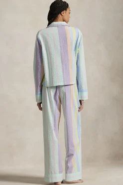 Coastal Stripe Seersucker Long Pajama Set