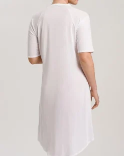 Cotton Deluxe Short Sleeve Nightdress: White, Blue Glow