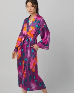 Evening Bloom Washable Silk Robe: BedHead x Trina Turk: Size L/XL