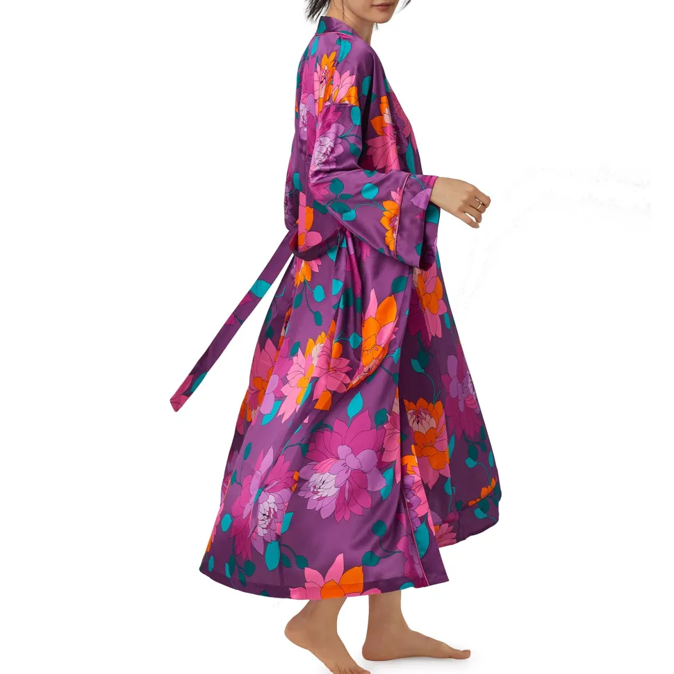 Evening Bloom Washable Silk Robe: BedHead x Trina Turk: Size L/XL