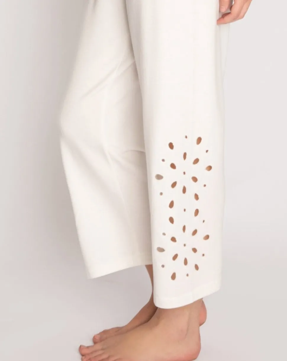 Eyelet Short Sleeve Crop Set: Size L