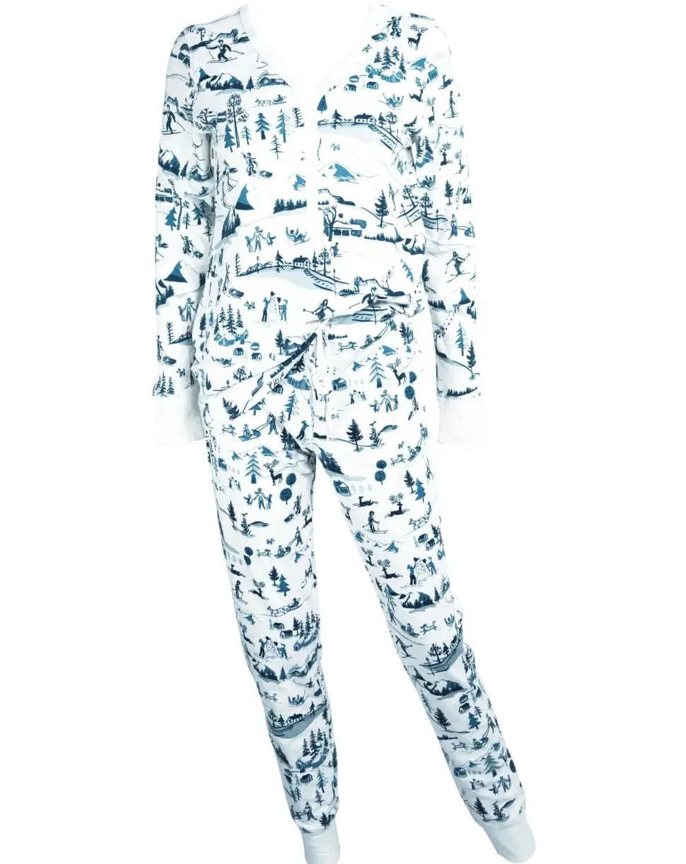 Family PJ Sets: Cotton Ski Toile Pajamas: Women`s Size M, L