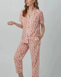 Follow The Sun Cropped Cotton PJ Set: Size S