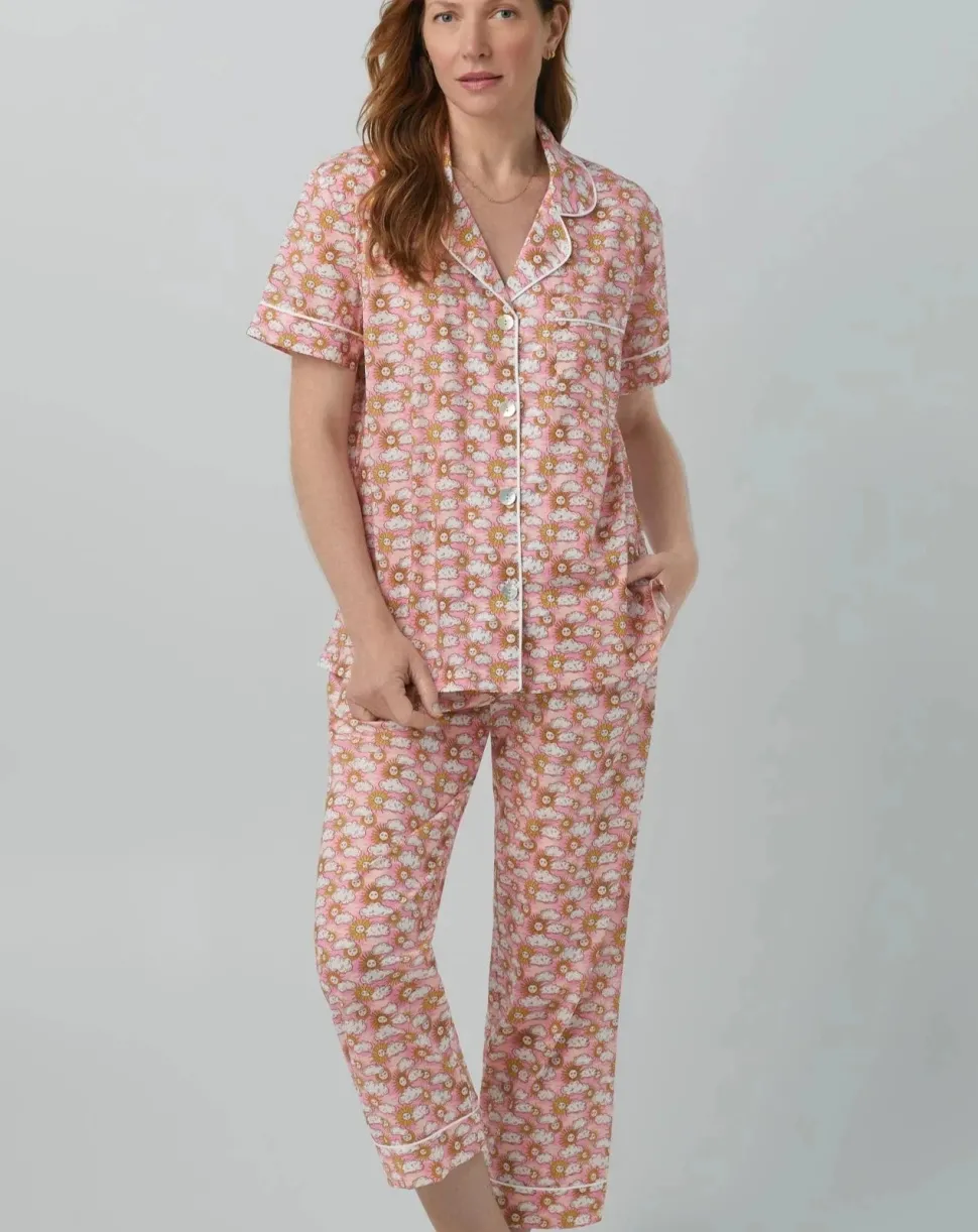 Follow The Sun Cropped Cotton PJ Set: Size S