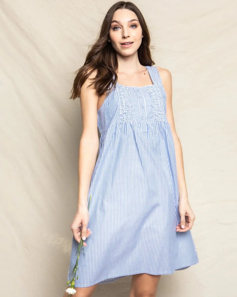 French Blue Seersucker Nightgown