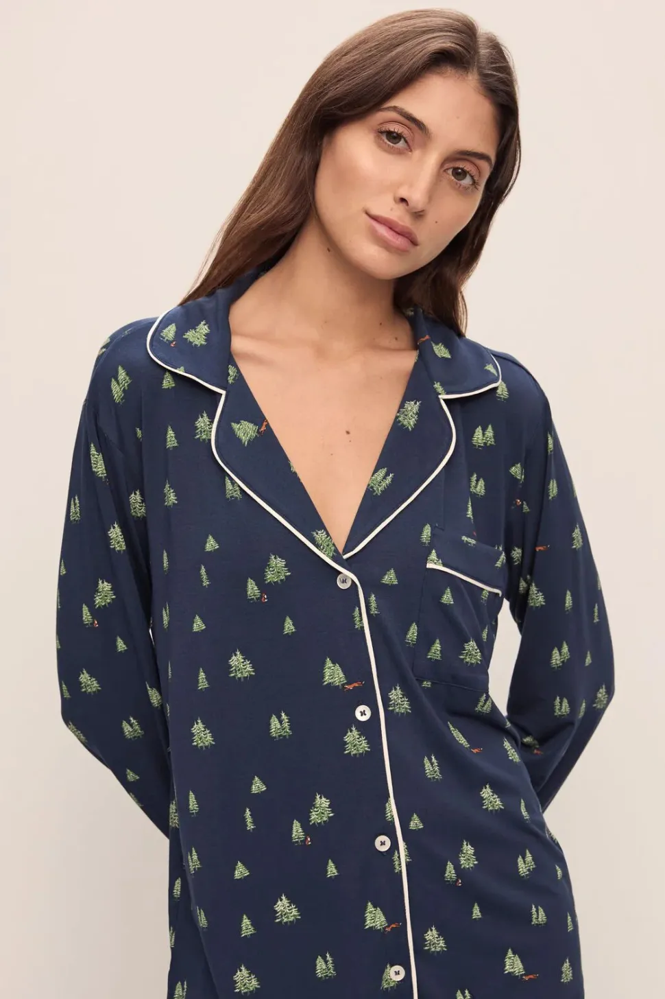 Gisele Printed Holiday Long PJ Set
