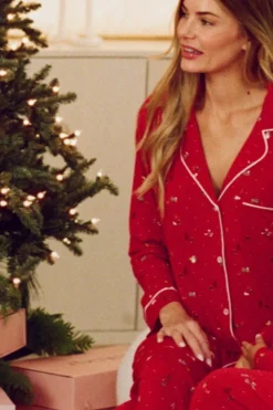 Gisele Printed Holiday Long PJ Set