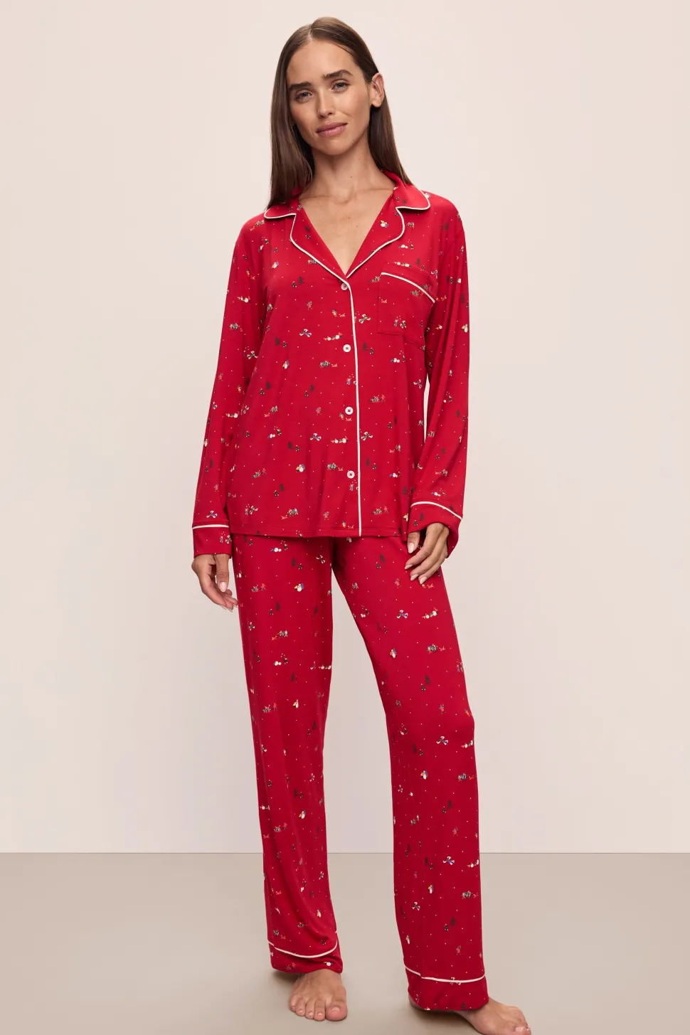 Gisele Printed Holiday Long PJ Set