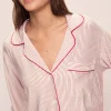 Gisele Printed Long PJ Set: Red Duo Stripe