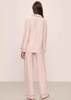 Gisele Printed Long PJ Set: Red Duo Stripe