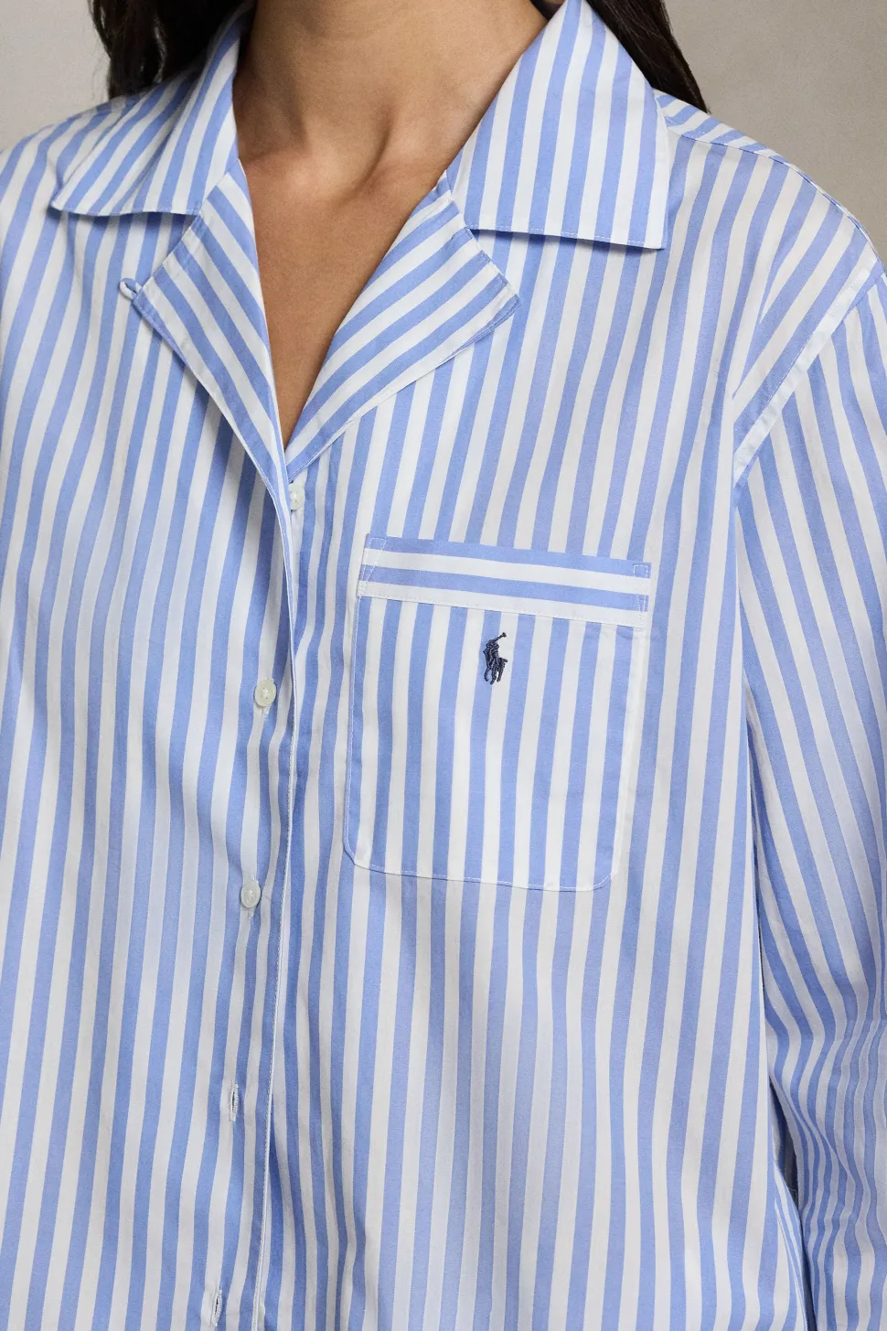Hydrangea Blue Striped Cotton Pajama Set
