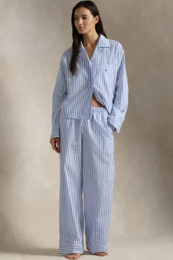 Hydrangea Blue Striped Cotton Pajama Set