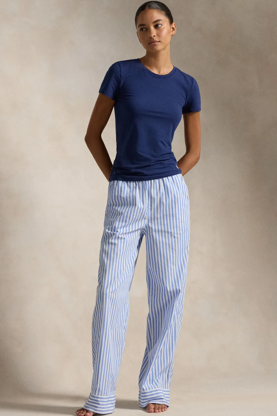 Hydrangea Blue Striped Cotton Pant