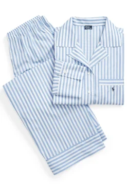 Hydrangea Blue Striped Cotton Pajama Set