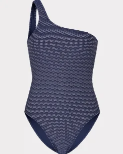 Joni Textured Waves One Shoulder Swimsuit