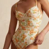 Lilium Ruched Underwire One Piece Floral Swimsuit: Size XL
