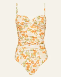 Lilium Ruched Underwire One Piece Floral Swimsuit: Size XL