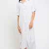 Long Linen Blouse Dress With Rounded Couture