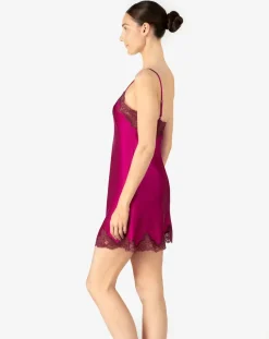 Morgan Lace Spaghetti Silk Chemise, Size XS