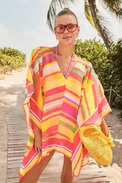 Multi Colour Chevron Caftan Coverup