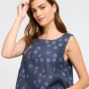 Navy Shells Sleeveless Linen Top & Short Set