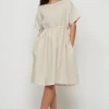 Oversize Linen Drawstring Dress