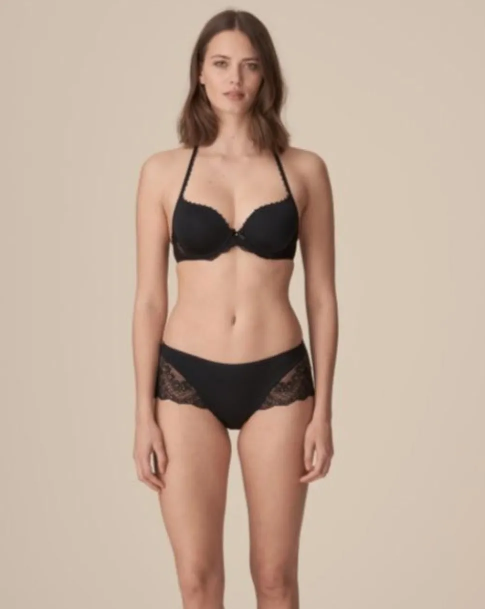 Pearl Padded Heart Shape Bra: Black 36A