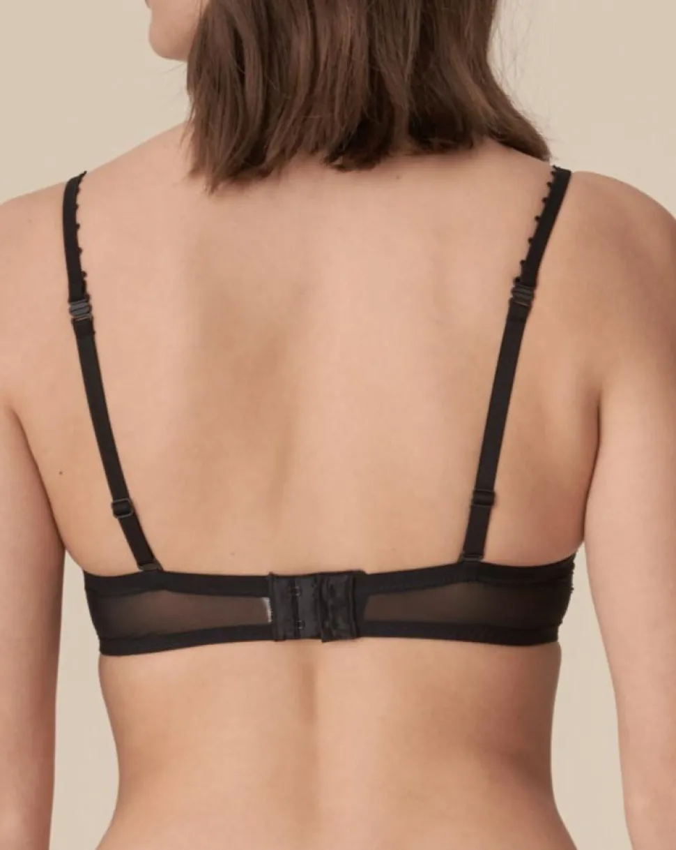 Pearl Padded Heart Shape Bra: Black 36A