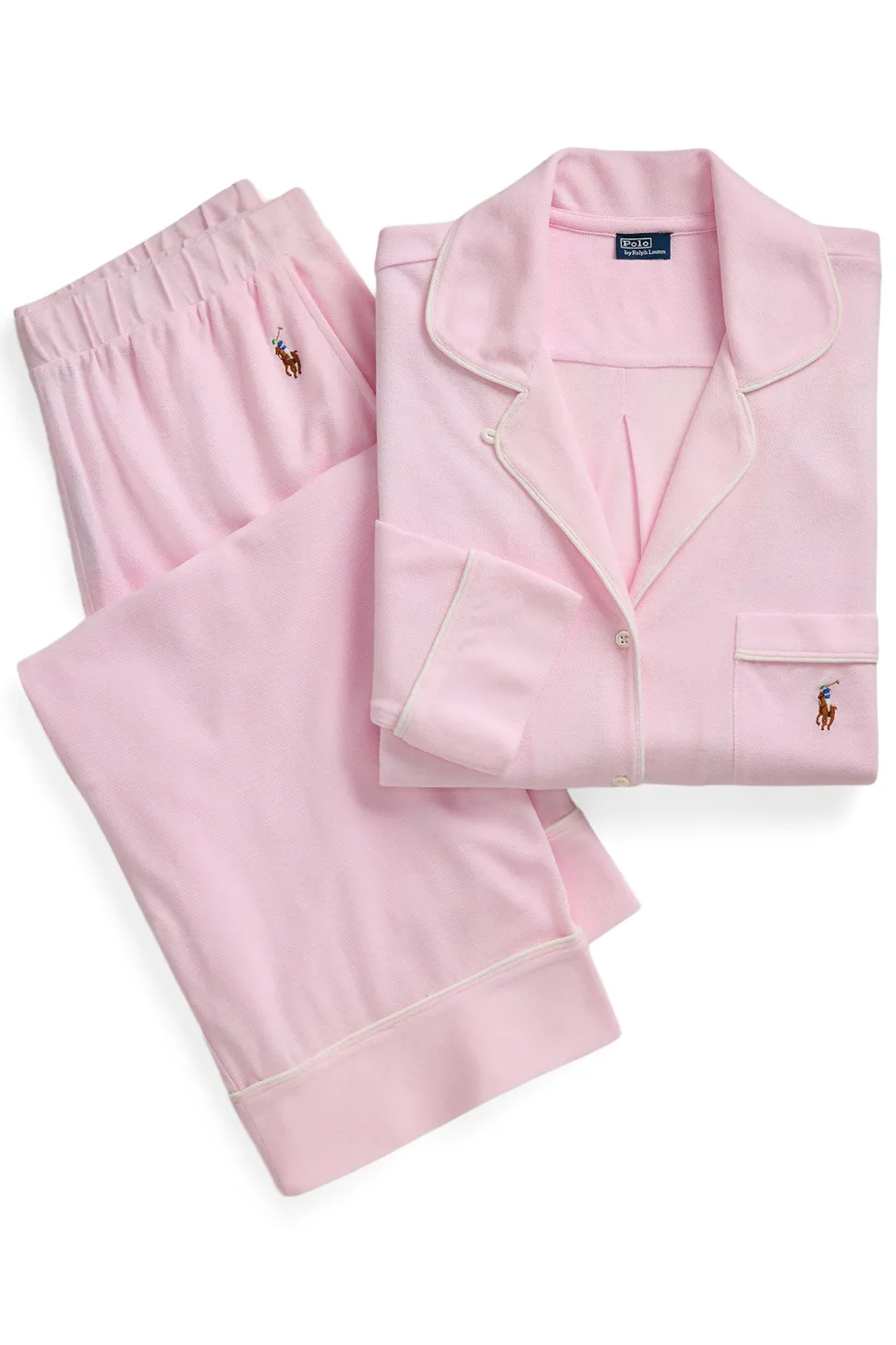 Pink Lady Knit Oxford Long Pajama Set