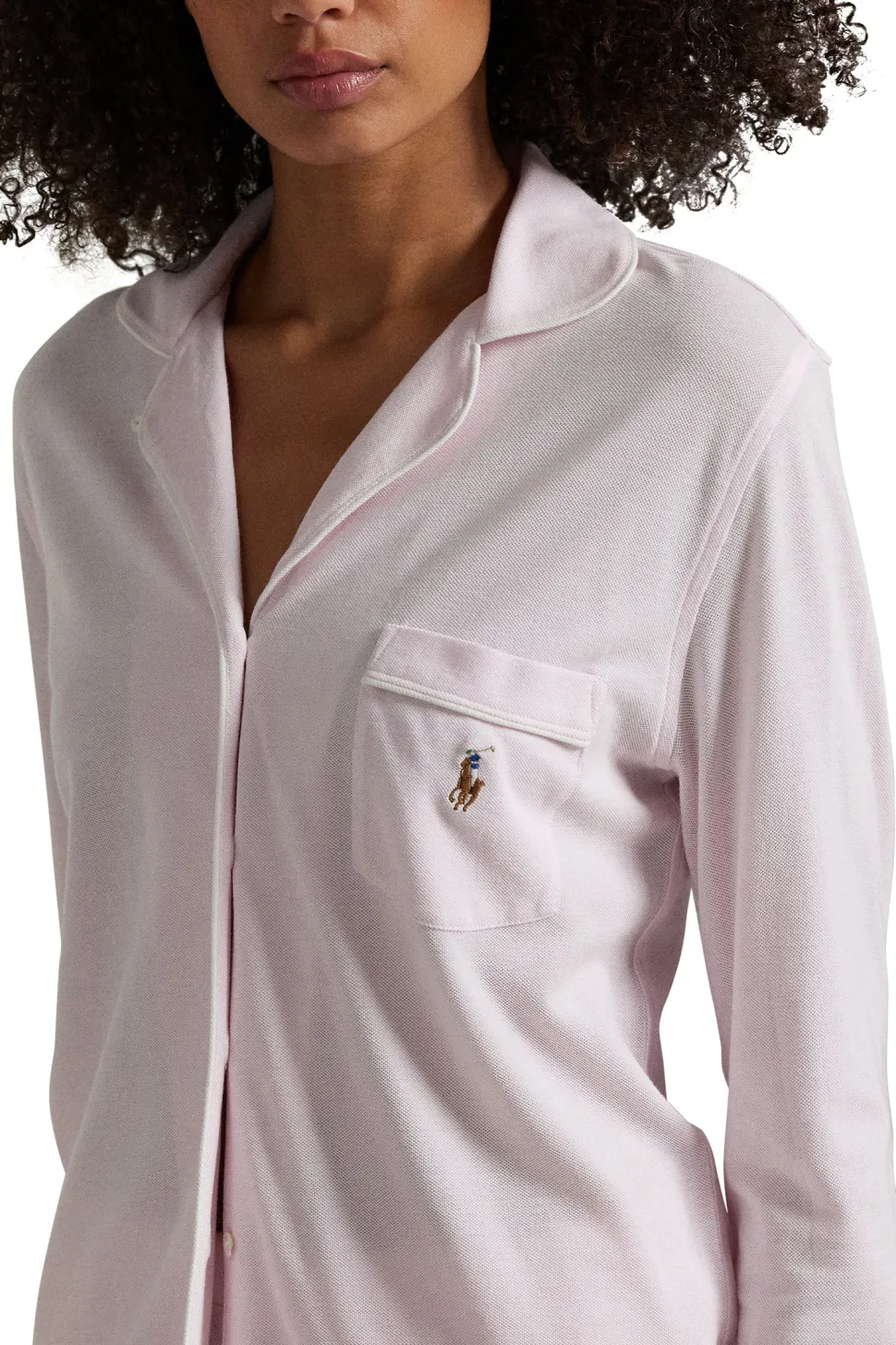 Pink Lady Knit Oxford Long Pajama Set