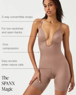 Plunge Low-Back Shaping Mid-Thigh Bodysuit: Suit Your Fancy