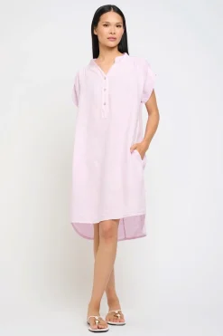 Ruched Shoulder Linen Dress