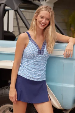 Seaside Embroidered Tankini Top & Swim Skirt
