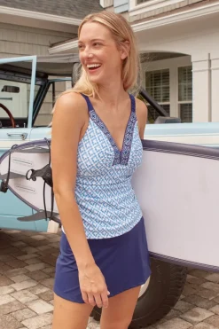 Seaside Embroidered Tankini Top & Swim Skirt