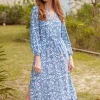 Seaside Navy Button Down Maxi Dress
