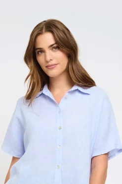 Short Sleeve Linen Blouse & Cropped Pant