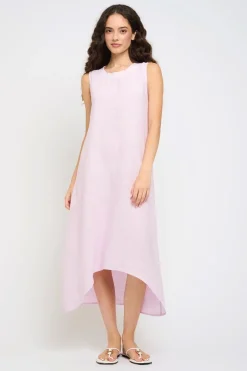 Sleeveless Maxi Linen Dress with Cotton Trim