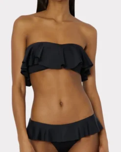 Solid Ruffle Bandeau Bikini Set